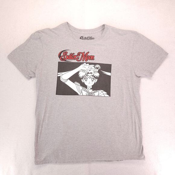 Sailor Moon Anime Graphic Short Sleeve Crew Neck T Shirt Mens Size XL Gray - Picture 2 of 9
